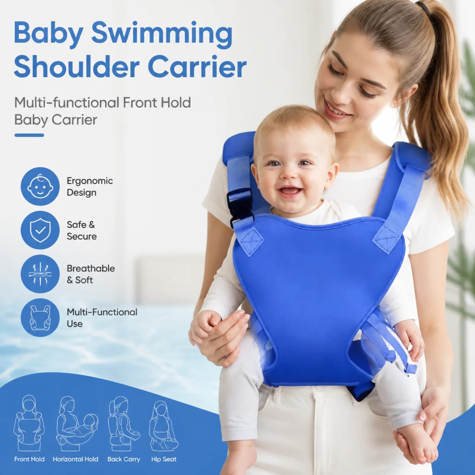 Newborn Pool Holder Carrier Neoprene Aquatic Infant Carrier Carrier Quick-Quick to Dry for Parents, Infants