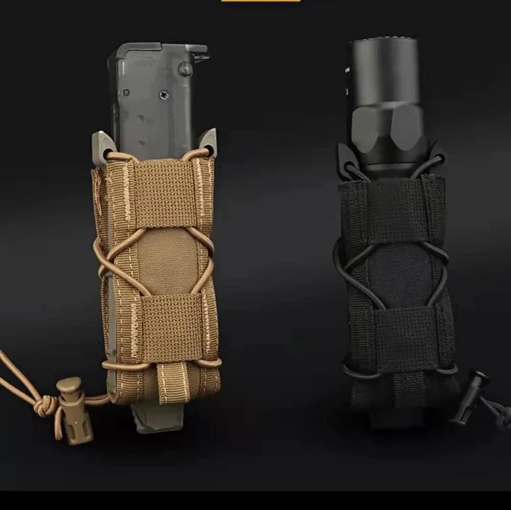 9MM Pistol Single Magazine Pouch Molle Mini Mag Holster EDC Tool Bag Flashlight Torch Holder Hunting Knife Holster Vest Pouches