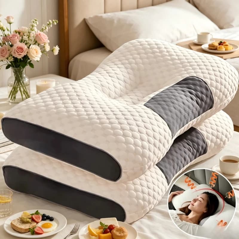 Cuscino ergonomico cervicale per dormire, 2 pezzi, cuscino ortopedico per il supporto del collo, 3 opzioni di altezza per il riposo quotidiano a casa