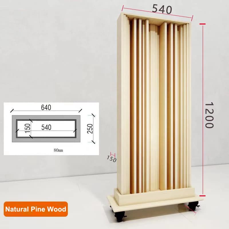 120x54x15cm Movable Wooden Acoustic Panel with Bracket, Sound Diffuser for Home Theater Studio