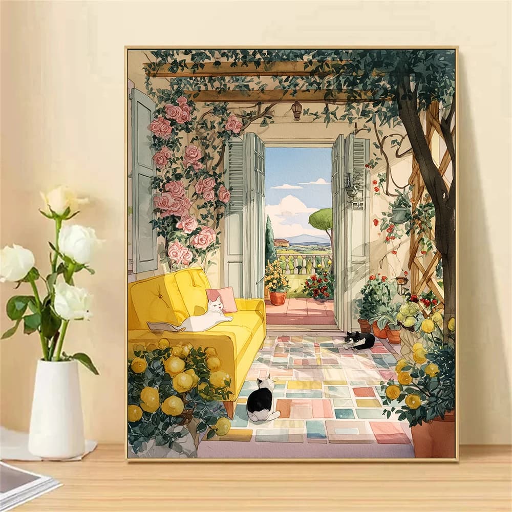 Painting by Numbers For Adult Kit Three kittens living a comfortable life DIY Dropshipping Canvas Oil Paint by Number Home Decor