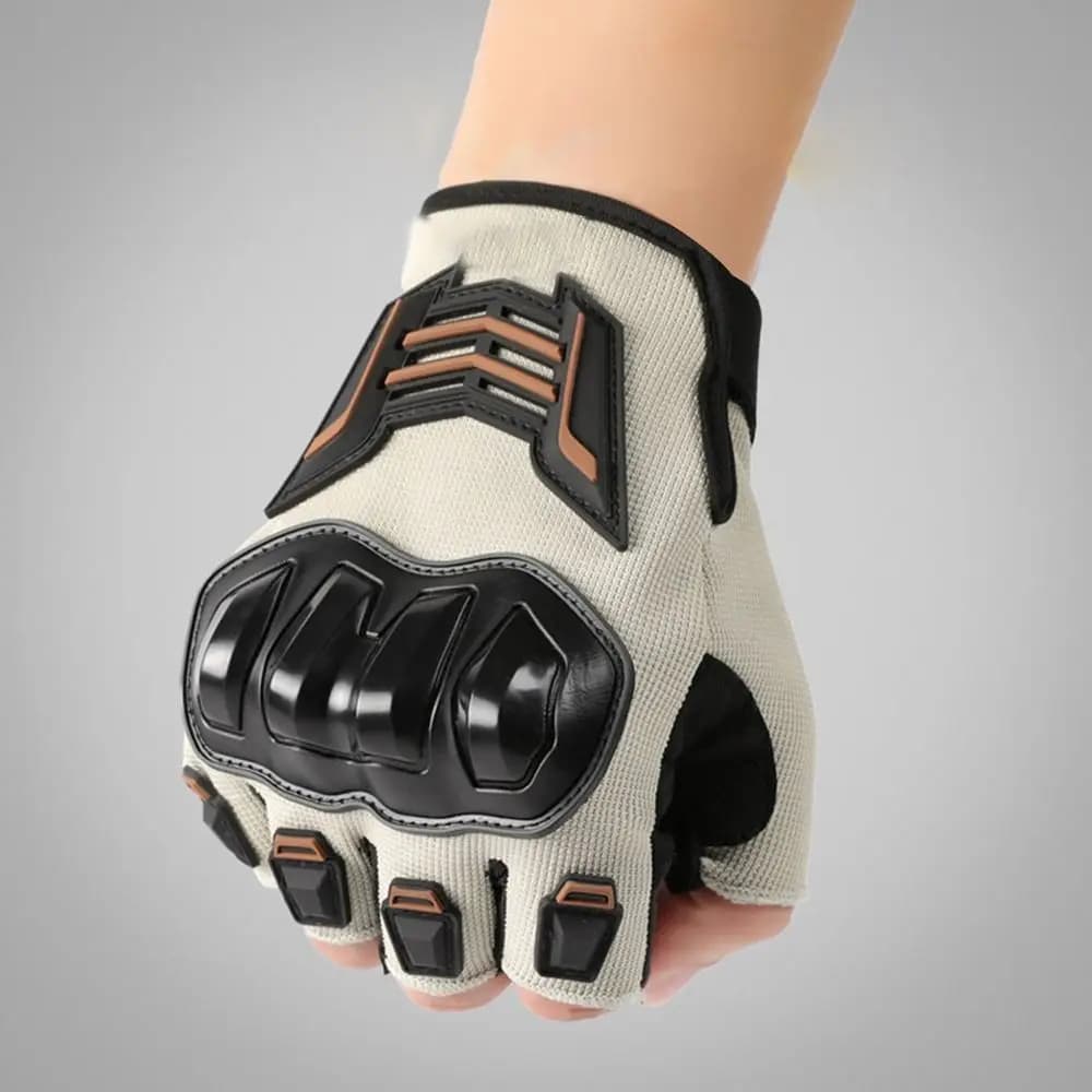 1 Pair Half Finger Motorcycle Gloves Anti-fall Anti-slip Cycling Gloves Wear-resistant Adjustable Driving Gloves