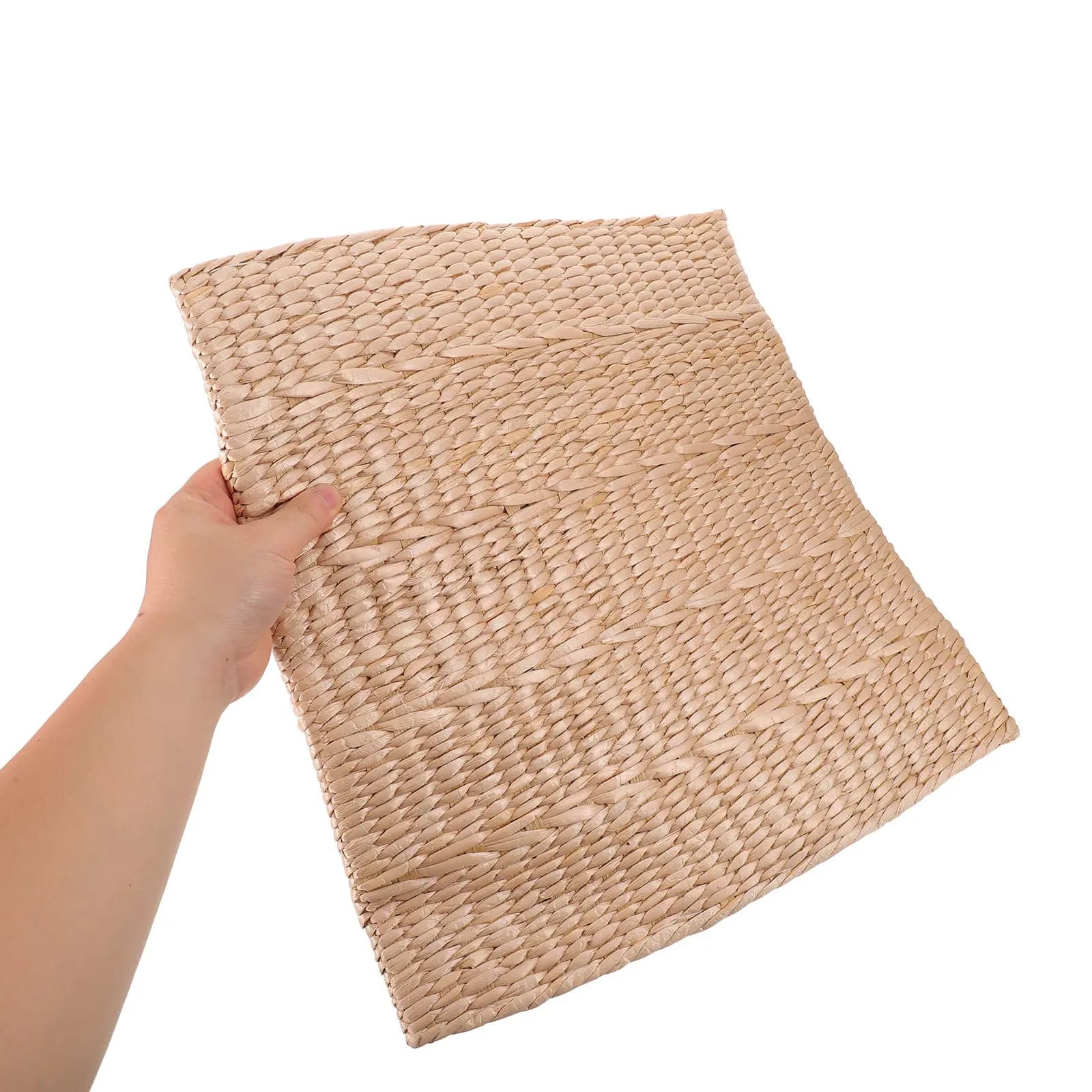 Cattail Cushion Handcrafted Floor Handwoven Tatami for Meditation Khaki Handmade Straw