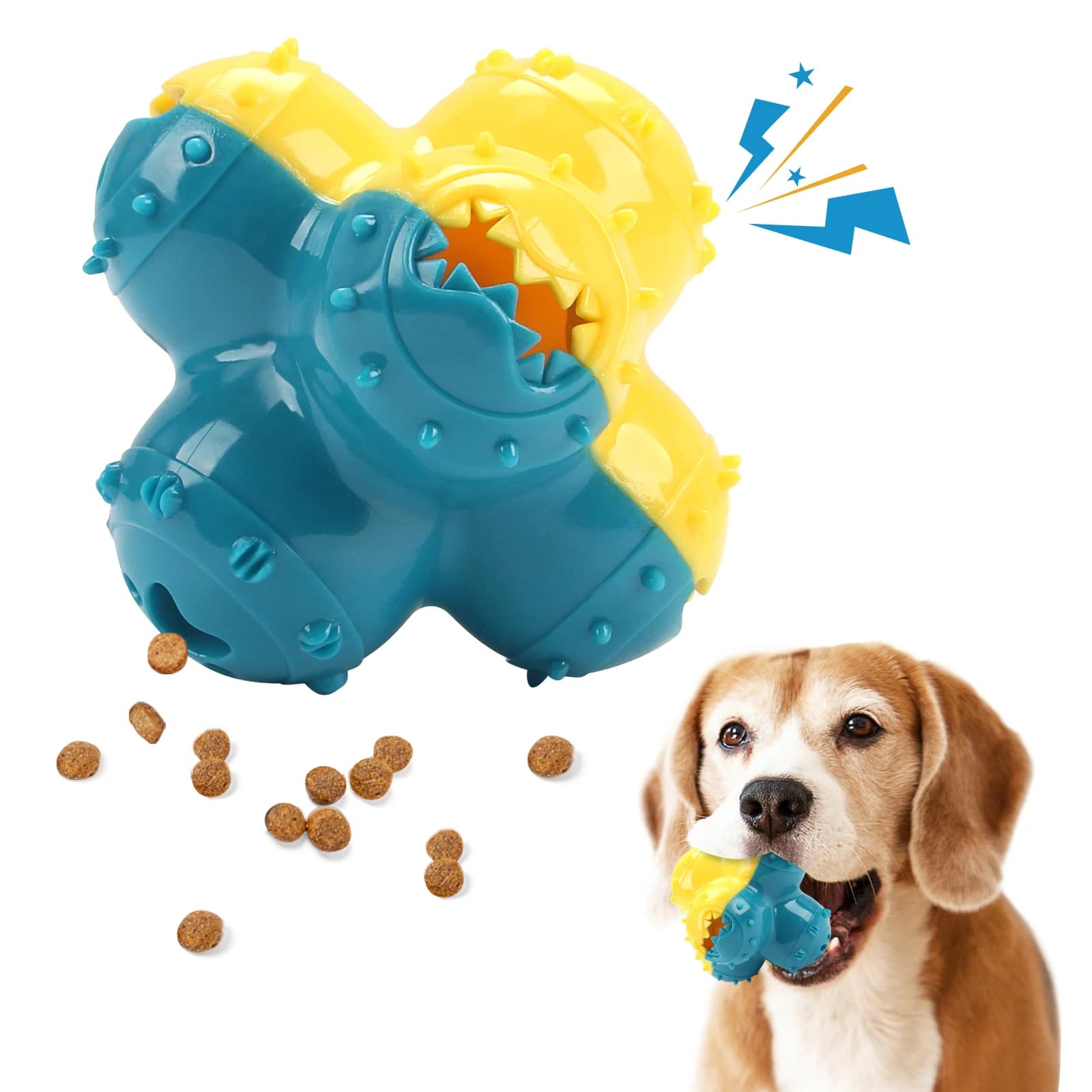 Giocattoli da masticare per cani Giocattoli per macinare cani Giocattoli vocali per cani Palla per la pulizia dei denti Addestramento interattivo Giocattoli in gomma anti morso Prodotti per animali domestici