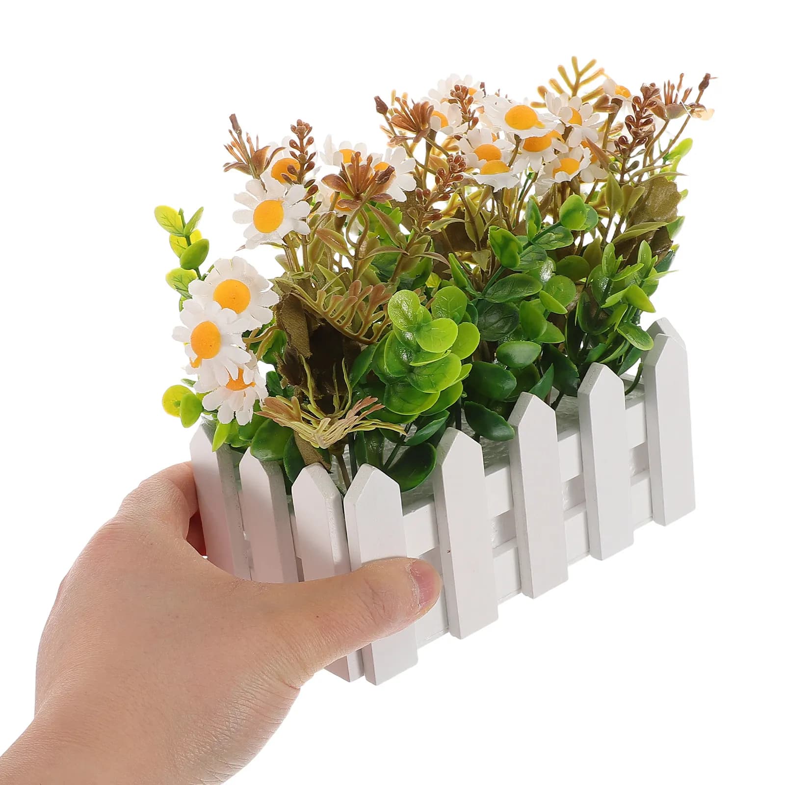 Small Artificial Daisy Flower Bonsai Realistic Plastic Pot Plant Decoration Desktop Office Home Spring Table Centerpieces