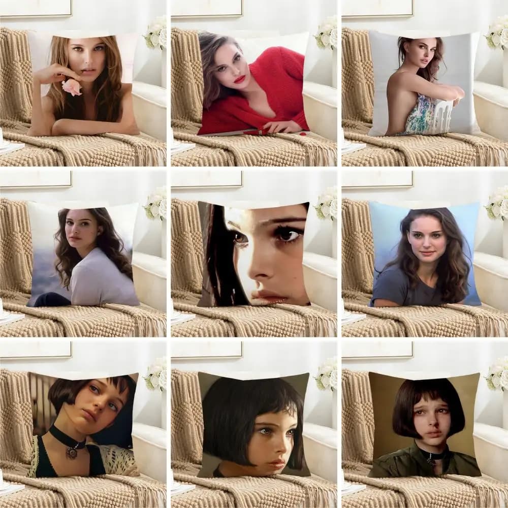 Modern Elegant N-Natalie Portman Cushion Cover Washable Faux Linen for Daily Use Sofa Home Room lightweight Decor
