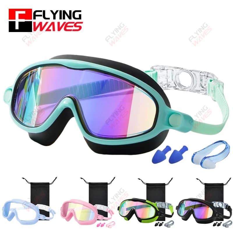 New Swimming Occhialini with Wide Visibility and Large Montatura in Silicone, Anti-Lose, Anti-Appannament, Anti-UV, for Children and Boys 3-15 Years