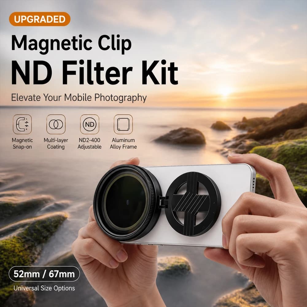 Kit Lenti Magnetiche ND2-400 per Telefono con Filtro ND Variabile 52mm 67mm in Vetro Ottico Multistrato per Riprese Video iPhone Android