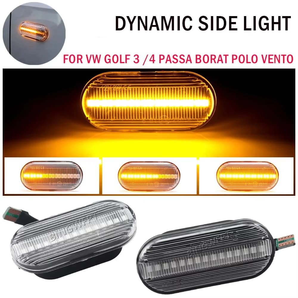 Luce di Segnalazione Laterale LED Dinamica Super Luminosa con Lampeggiante Sequenziale per VW Golf 3 4 MK3 MK4 Passat 3BG Polo 6N 9N Bora Vento