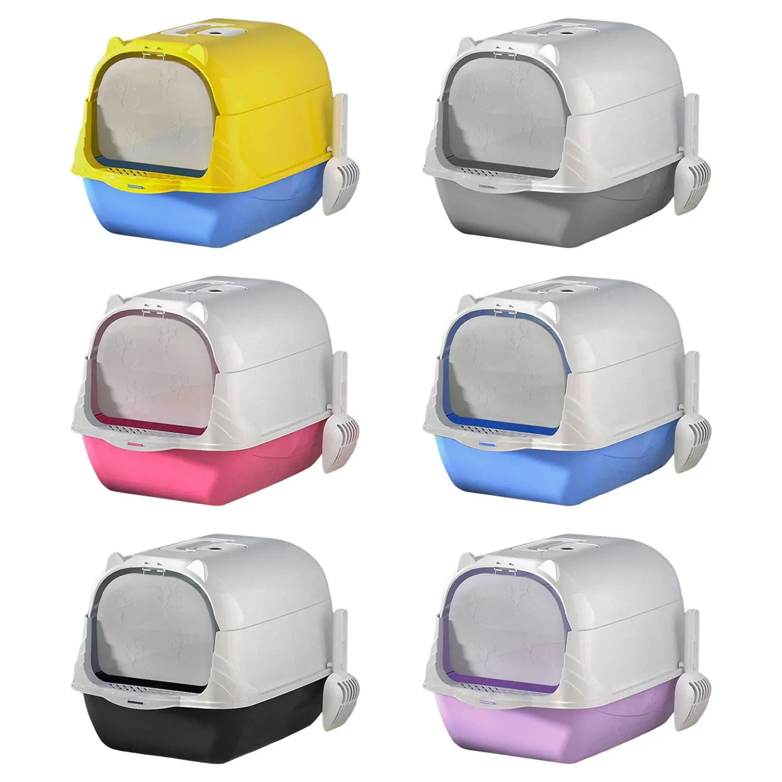 Hooded Cat Litter Box, Fully Enclosed Cat Litter Box with Front Door Flap,