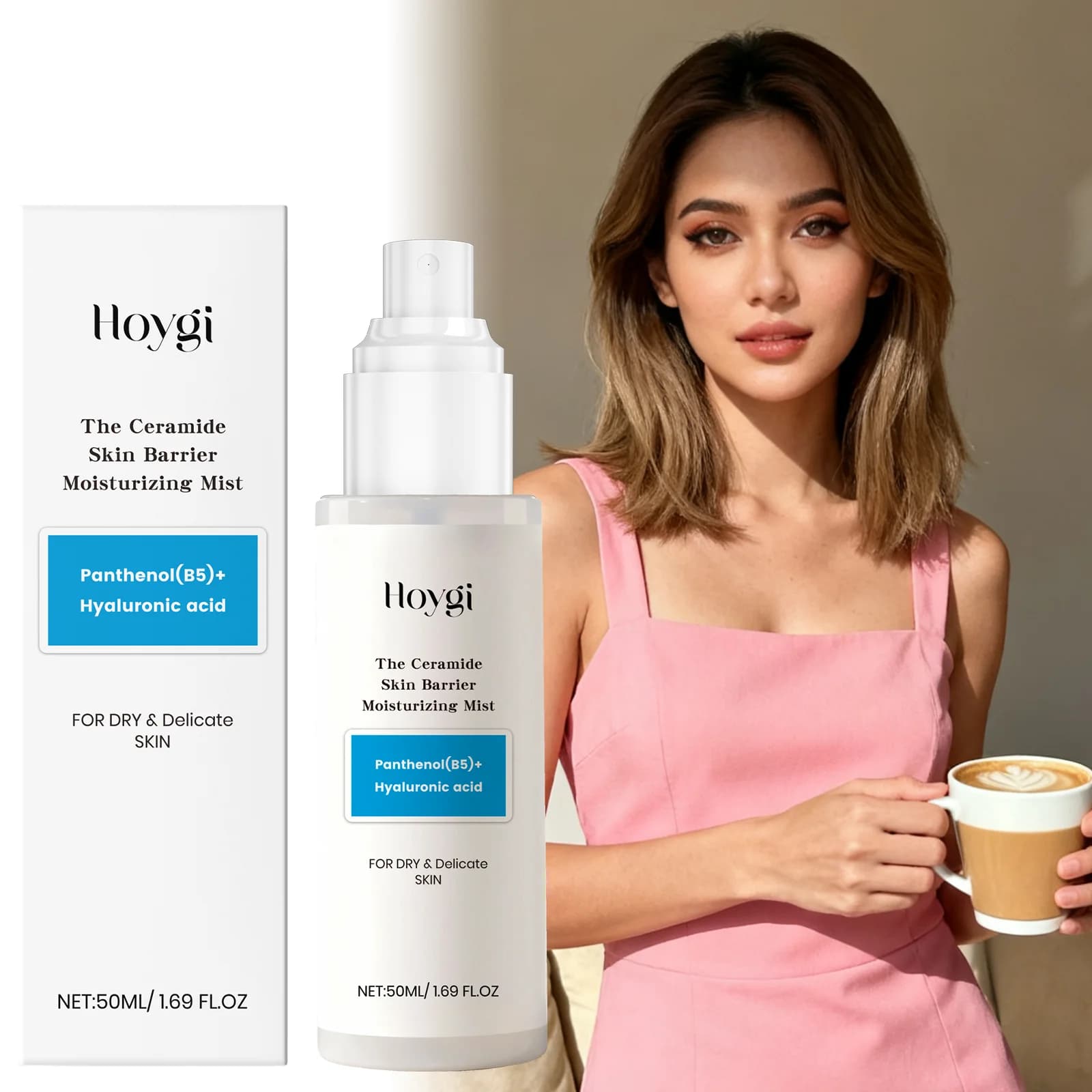 Hyaluronic Acid Face Spray Dry Skin Moisturizing Fog Ceramide Oil Control Skin Treatment Portable Skin Instant Update