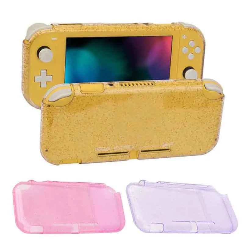 Custodia protettiva morbida in TPU trasparente con glitter Custodia protettiva Bling Shell per console di gioco Nintendo Switch Lite Protezione posteriore trasparente lucida