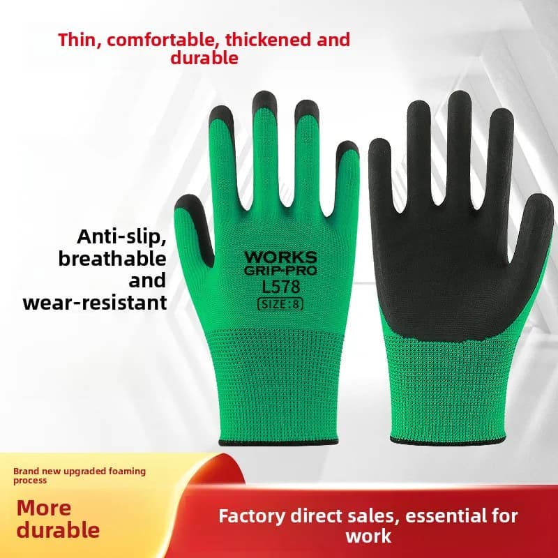 12 paia di guanti di protezione del lavoro in lattice antiscivolo in nylon resistente all'usura guanti da lavoro sottili per la movimentazione del cantiere