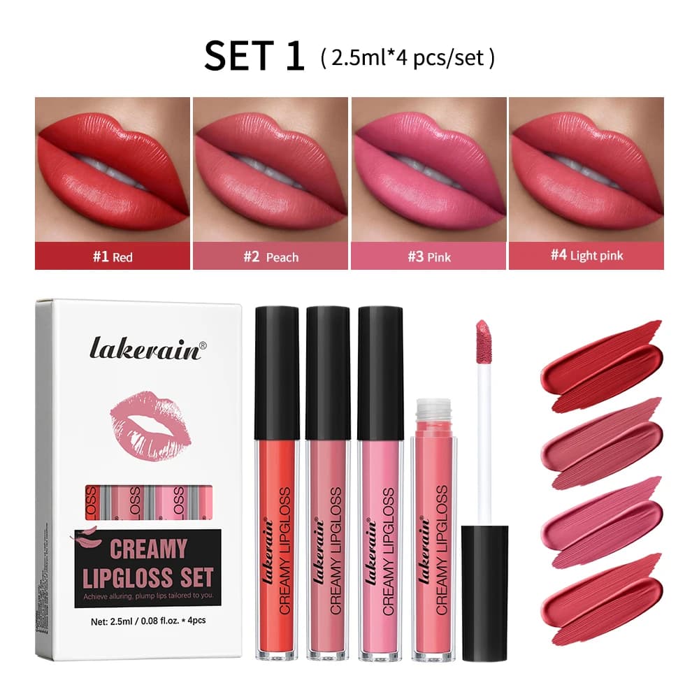 Liquid Glossy Lip Set Long-Term Water Resistant Opaque Lipstick Set Lip Tint for Lips Korean Makeup for Women Beauty