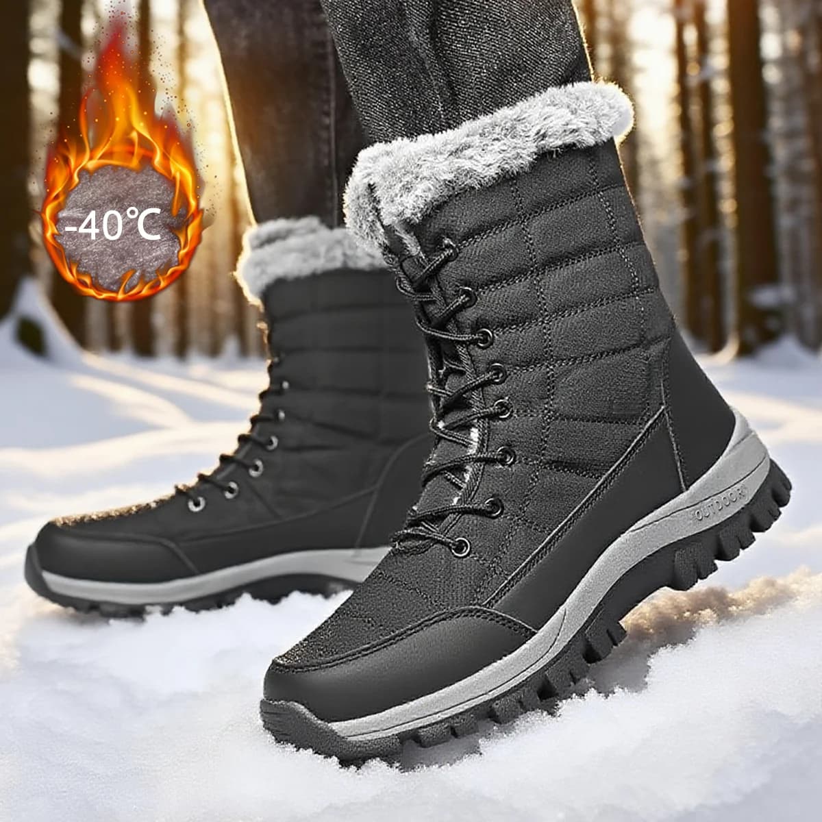 Stivali da neve da uomo invernali Tendenza Scarpe antiscivolo in peluche caldo Stivali da trekking all'aperto per le donne Sneakers Stivali da coppia Taglia 36-48 Zapatos
