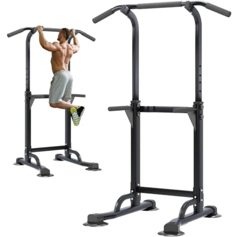 Soges Power Tower Multifunction Station: Traction bar, Dip Station and Rack for Self-Porting Tractions, Height Adjustable for Home Strength Training