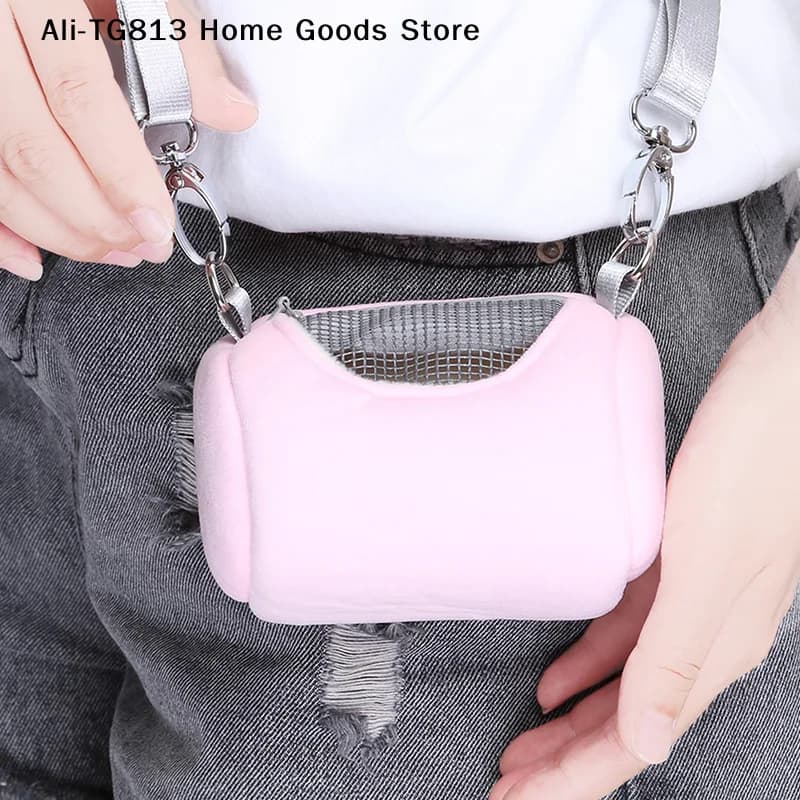 Borsa Trasporto per Criceti [TG813] a Tracolla, Design Cilindrico, Pratica per Viaggi, Gabbia Portatile per Scoiattoli con Rete Trasparente