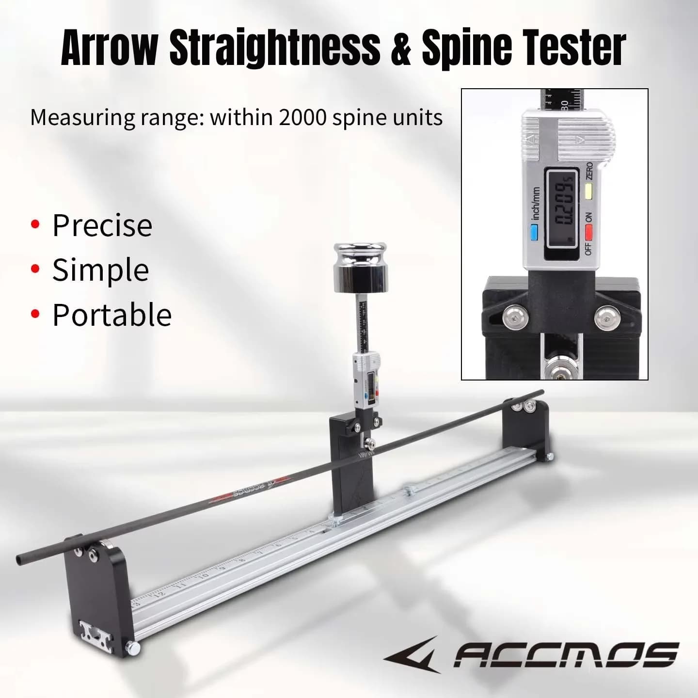 Tester Professionale ACCMOS per la Raddrizzatura e la Misurazione della Deflessione dello Spine del Fusto dell'Arco - Strumento di Misurazione per Tiro con l'Arco