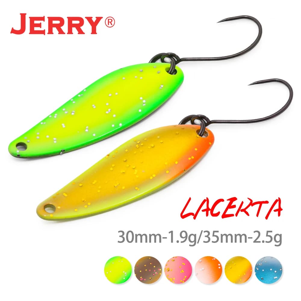 Jerry Lacerta Esche da pesca con cucchiaio da spinning 1.9g 2.5g Aera Trota Trolling Ganci singoli Micro esche dure