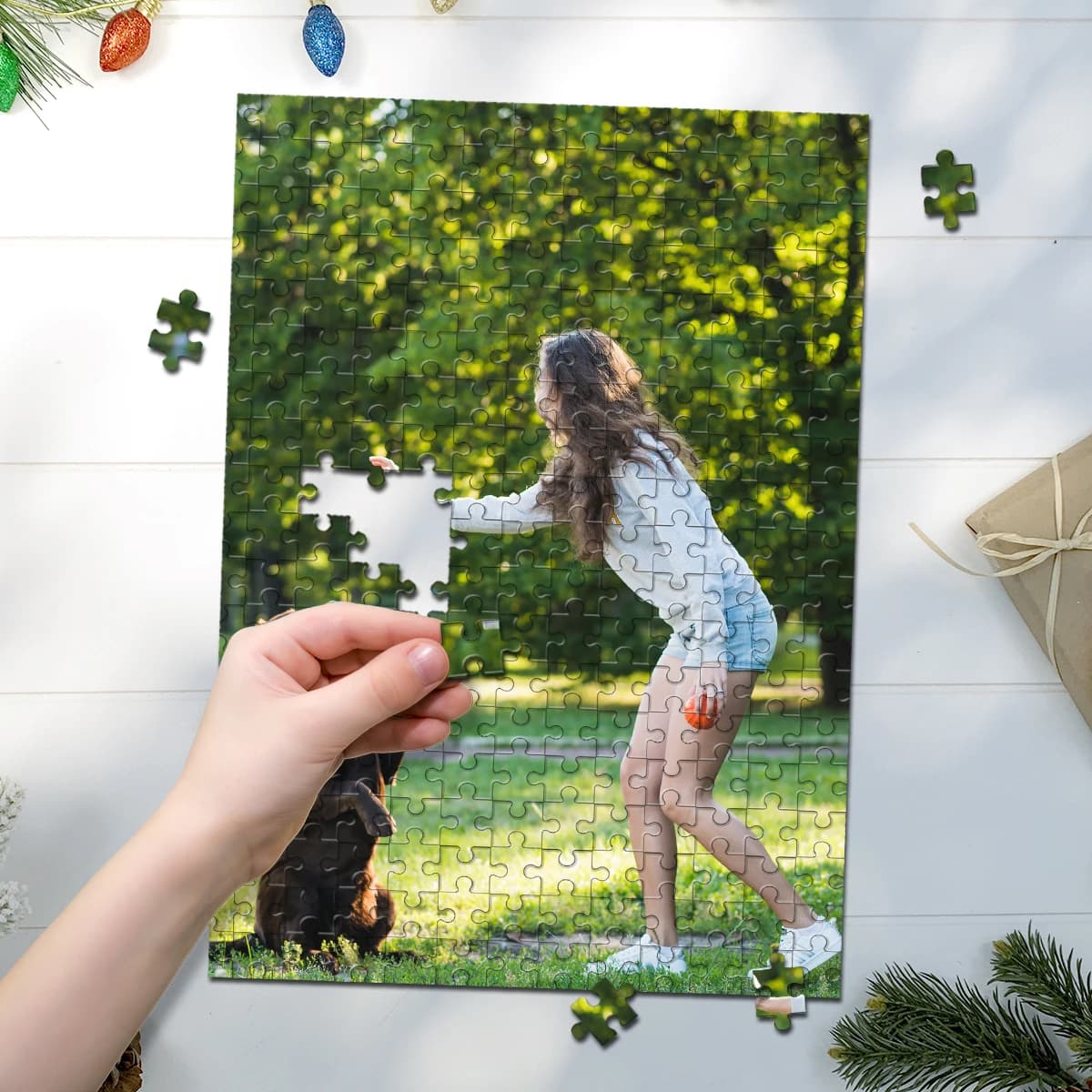 Puzzle Personalizzato con Foto di Animali Domestici, 35/300/500/1000 Pezzi, Giocattolo Fai-da-Te, Decorazione, Regalo Collezionabile, Puzzle Quadrato Natalizio