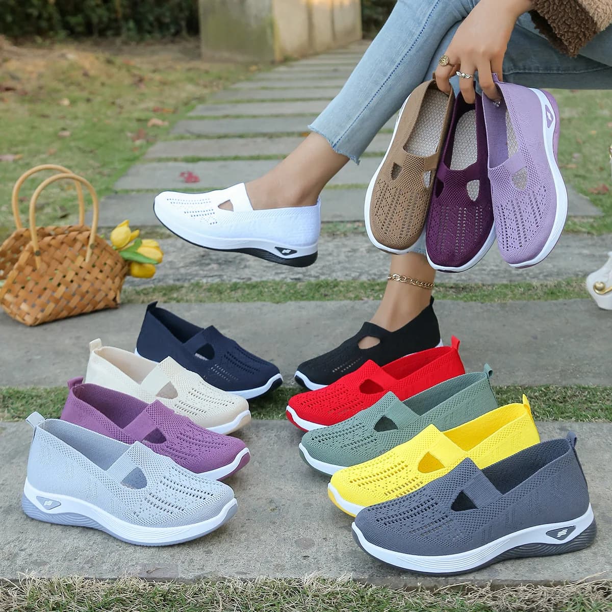 Scarpe sportive da donna nuove primaverili, scarpe sportive casual alla moda, traspiranti, leggere, antiscivolo, resistenti all'usura, scarpe basse