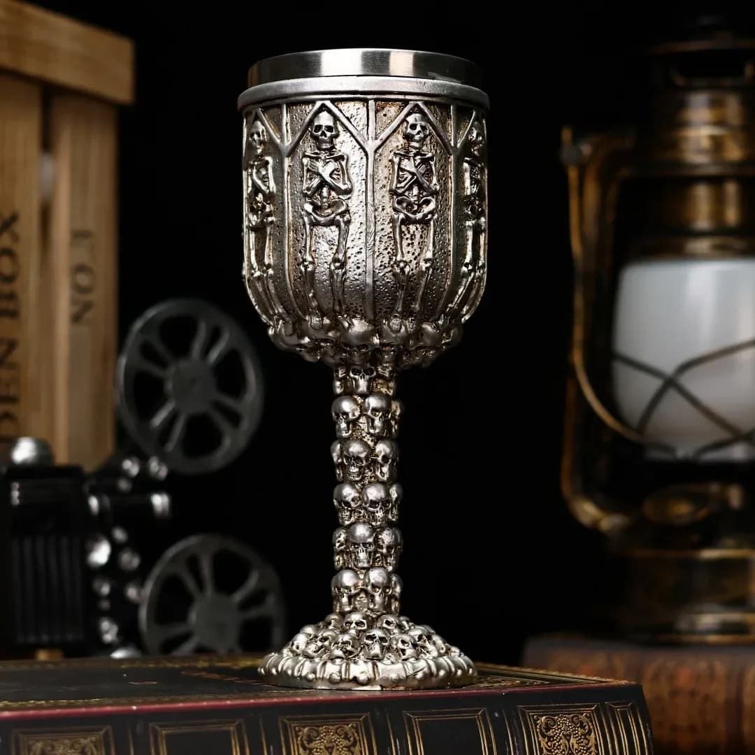 Nuovo calice con teschio 3D con rivestimento interno in acciaio inossidabile Teschio di Halloween Bicchiere da vino rosso Regalo personalizzato per Halloween e Natale