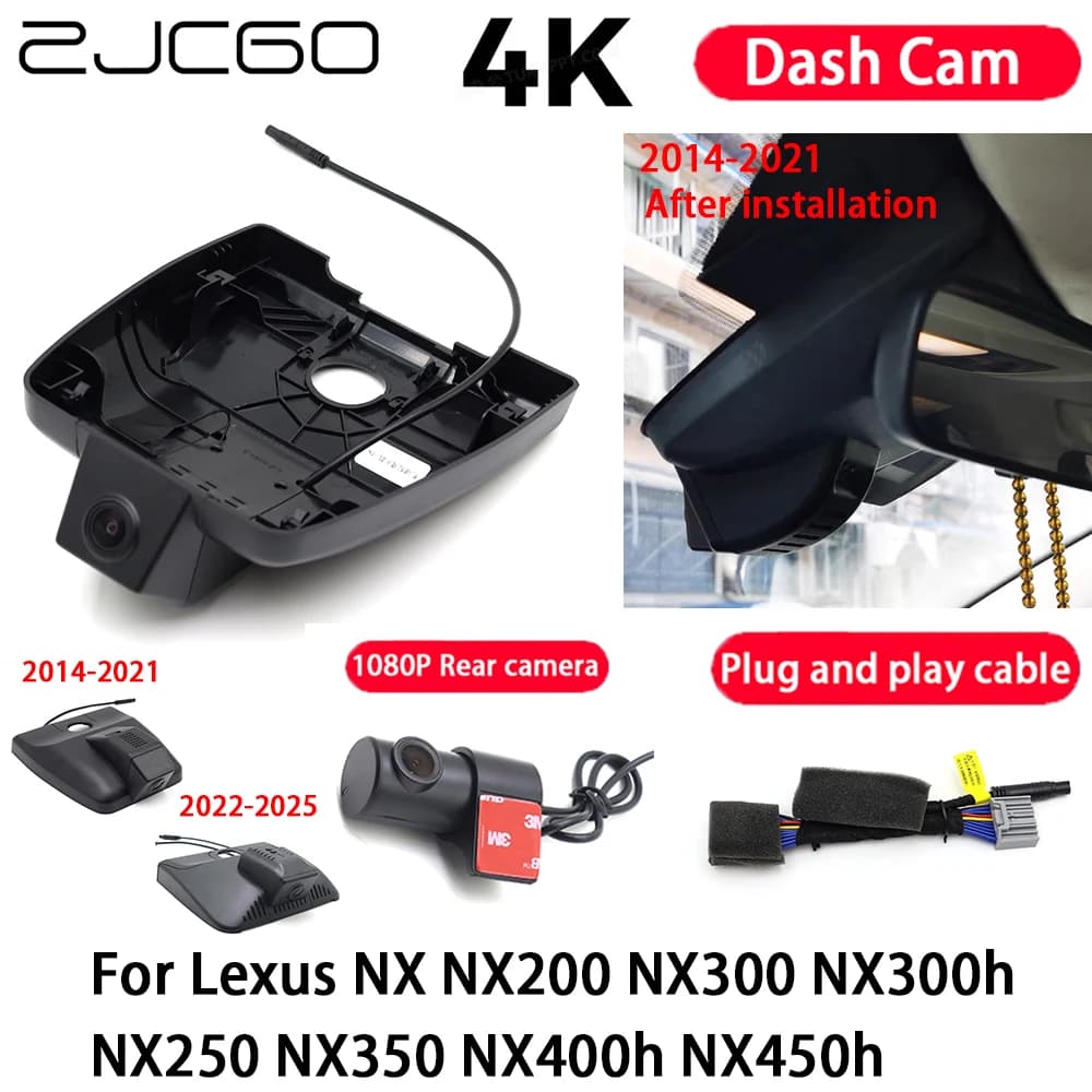 4K Plug and Play Car Camera, Dash Cam with Night Vision for Lexus NX200 NX300 NX300h NX250 NX350 NX450h