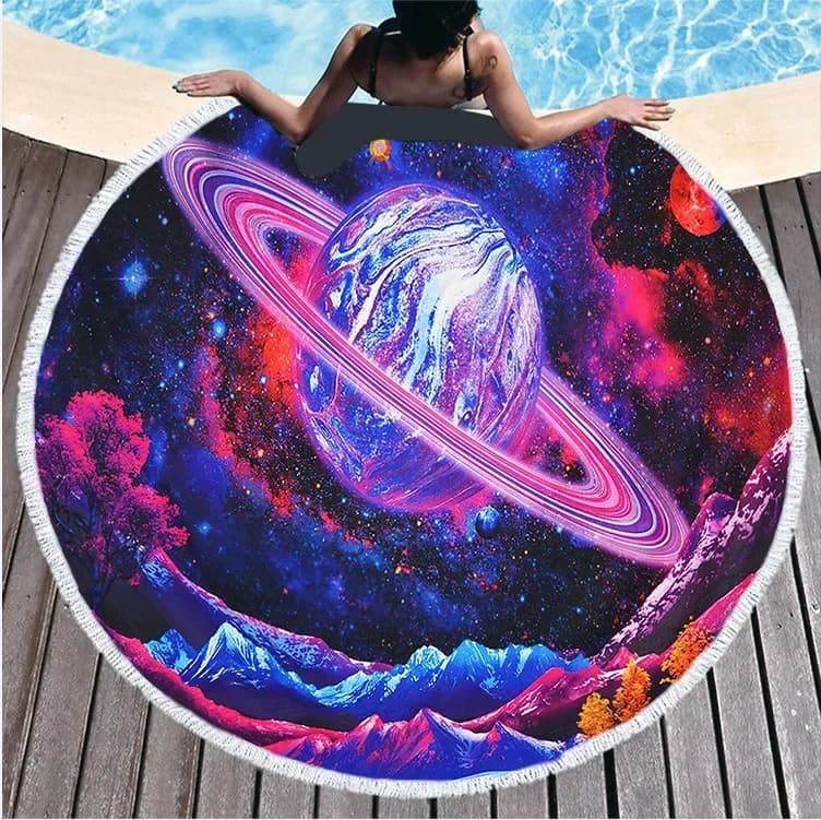 Telo Mare con Motivo Universo per Donna e Uomo, in Microfibra, con Stampa Unilaterale a Fungo, Anti-Sabbia, Portatile, da Viaggio