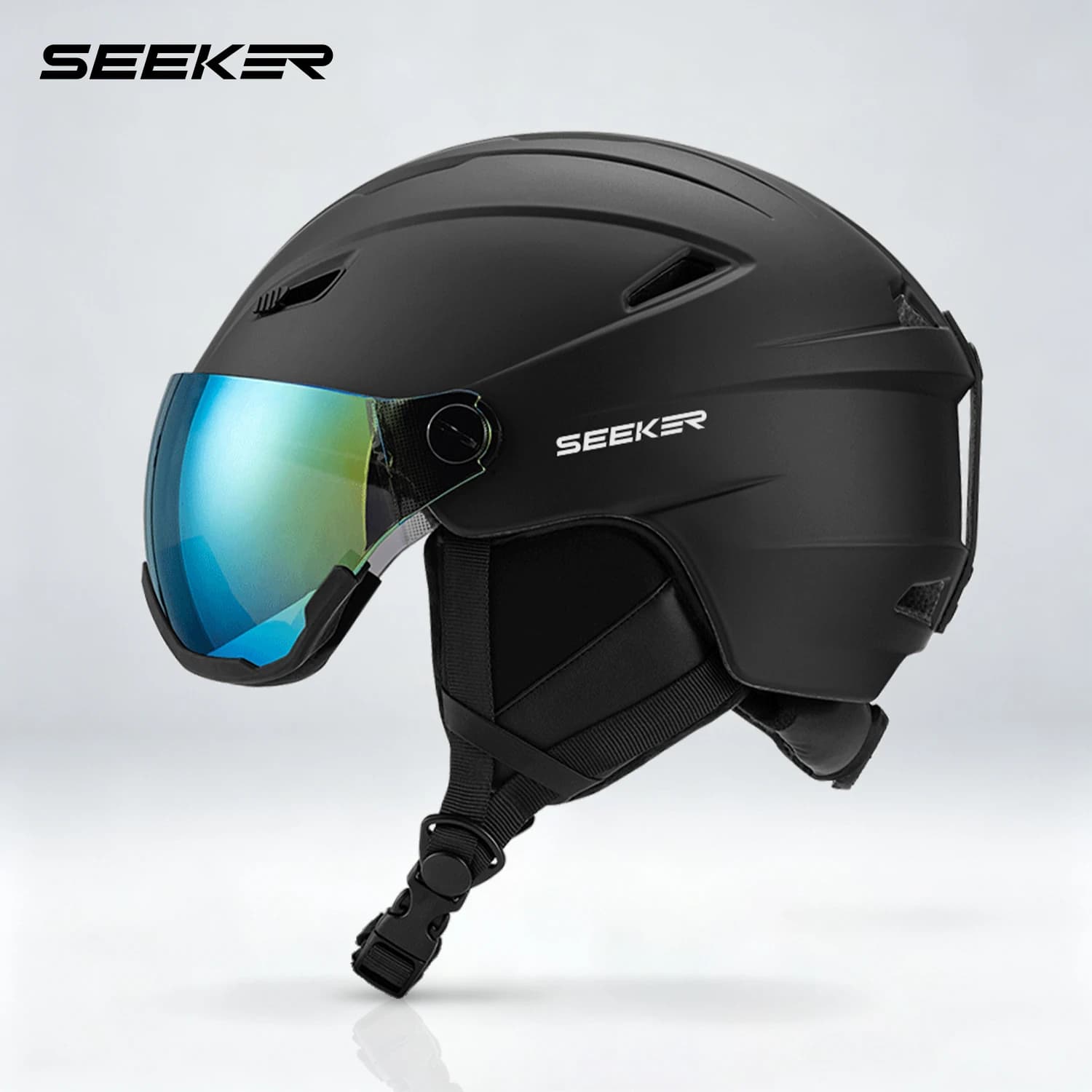 SEEKER Ski Helmet And Snow Goggles All-In-One Removable Warm Ear Protection ForMenAndWomenWinterSkatingAndSkiingSports Equipment