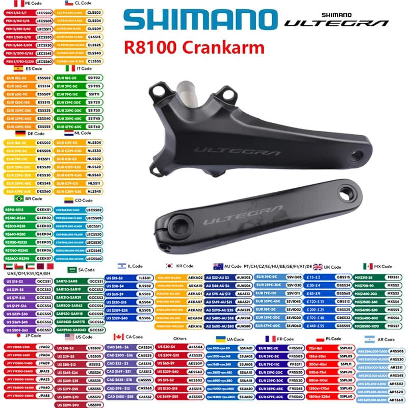 Shimano Ultegra FC-R8100 12s Guarnitura Lato Destro/Una Coppia Per Di2 R8170 Gruppo 170mm 172.5mm Parti Originali Della Bici Shimano