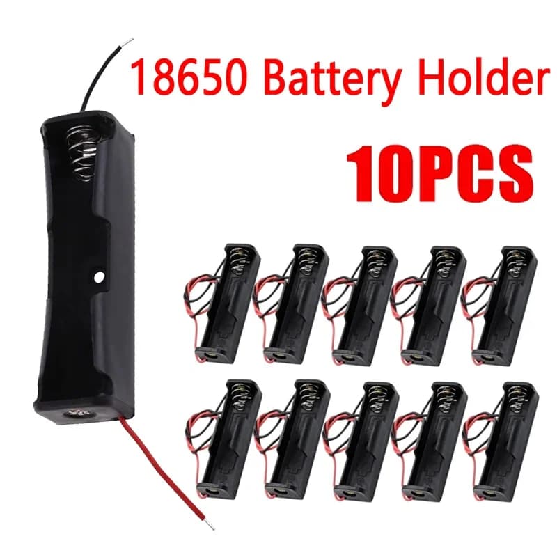 10 pz 1 Slot 18650 Custodia per batteria con filo di piombo Scatole di immagazzinaggio batteria fai da te 3.6 V-4.2 V 1X Supporto batteria per batterie 18650 batterie