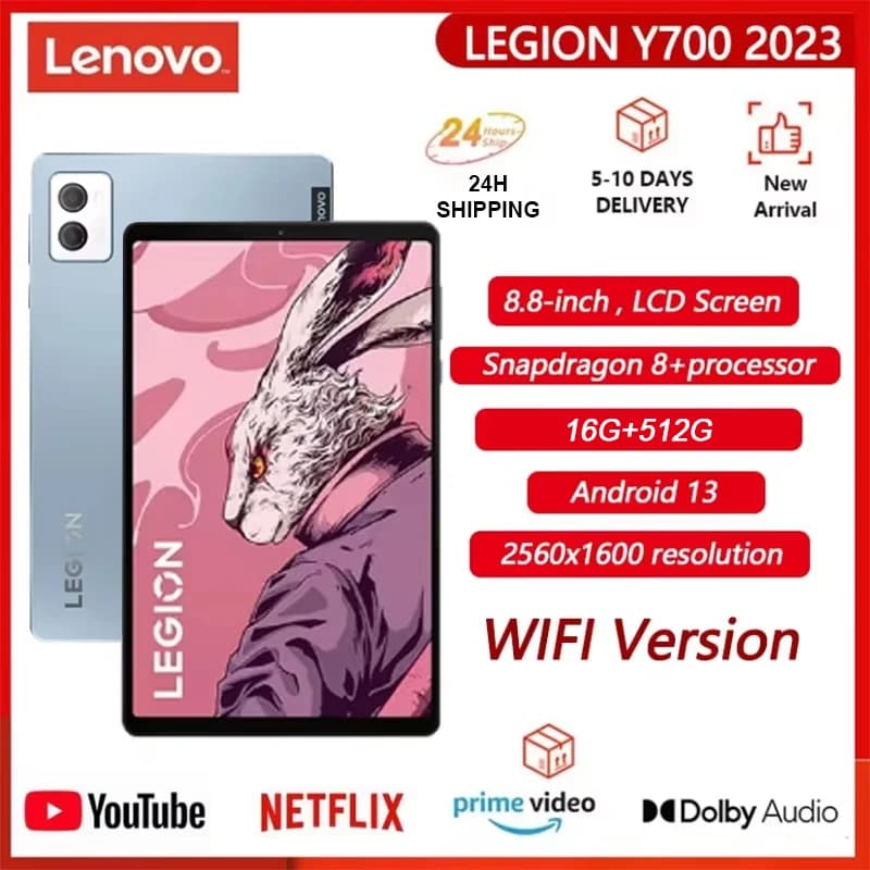 Gaming Tablet Lenovo Legion Y700 Gen 2, Snapdragon 8, 16G+512G, WIFI, High Frequency 144Hz Upgrade Screen from 8,8 Inch, Charging 45W