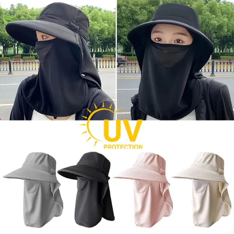 Cappello da Sole con Copertura Totale, Maschera e Protezione per il Collo, per Caccia, Pesca, Escursionismo e Campeggio, Unisex