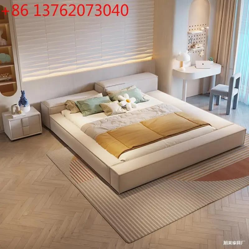 Tofu block tecnologia letto in stoffa moderno e minimalista camera da letto principale letto matrimoniale ins crema vento tatami