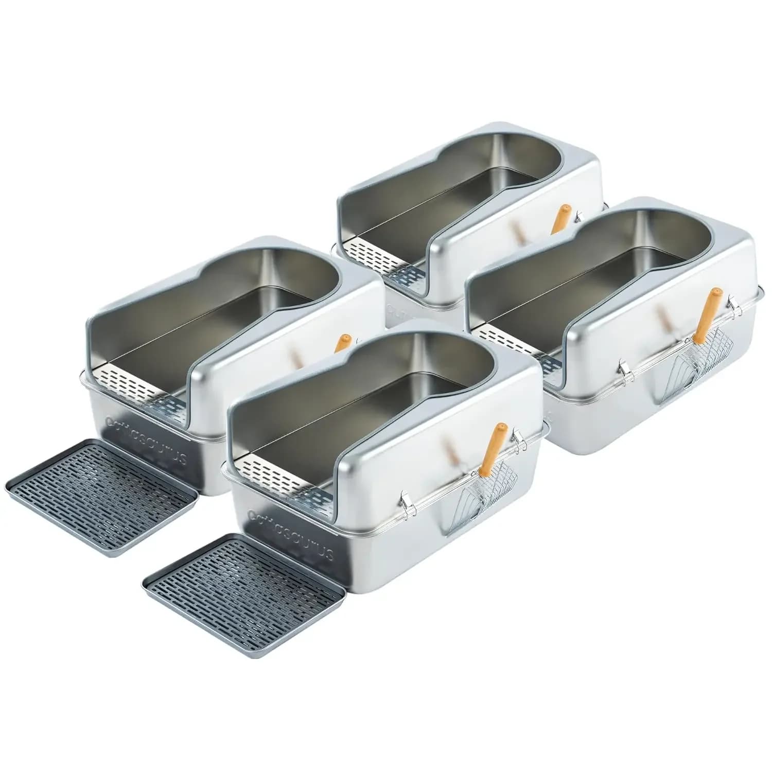 Stainless Steel Litter Box Enclosure for Large Cats 30+ lbs Odor-Free Easy Clean High Sides Covered Metal XL 4 Pack, Custom