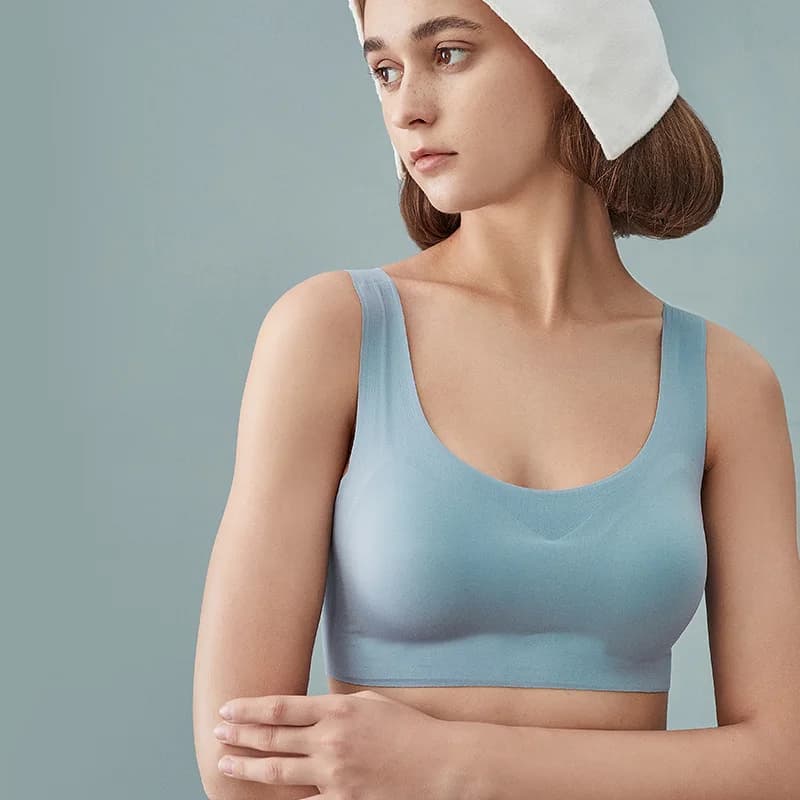 MISS EMILY Jelly Sports Underwear Without Steel Rings, Seamless Vest Style Gathering Top Support Bra, Comfortable and Breathable