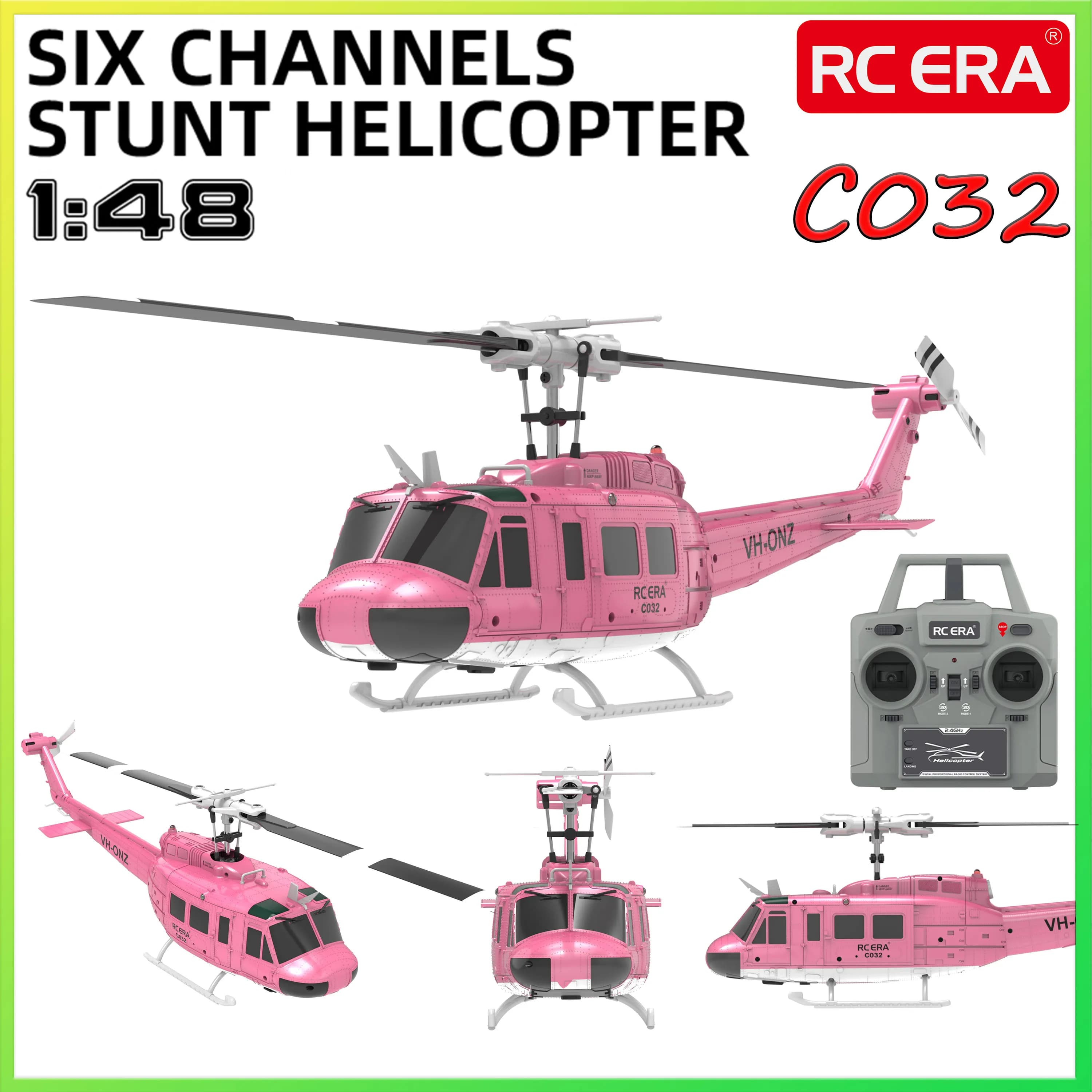 C032 RC Elicottero 1/48 2.4G 6-Aixs RTF Giroscopio 6CH Mantenimento dell'altitudine Flusso ottico Brushless Telecomando 3D Volo 7.4V Batteria