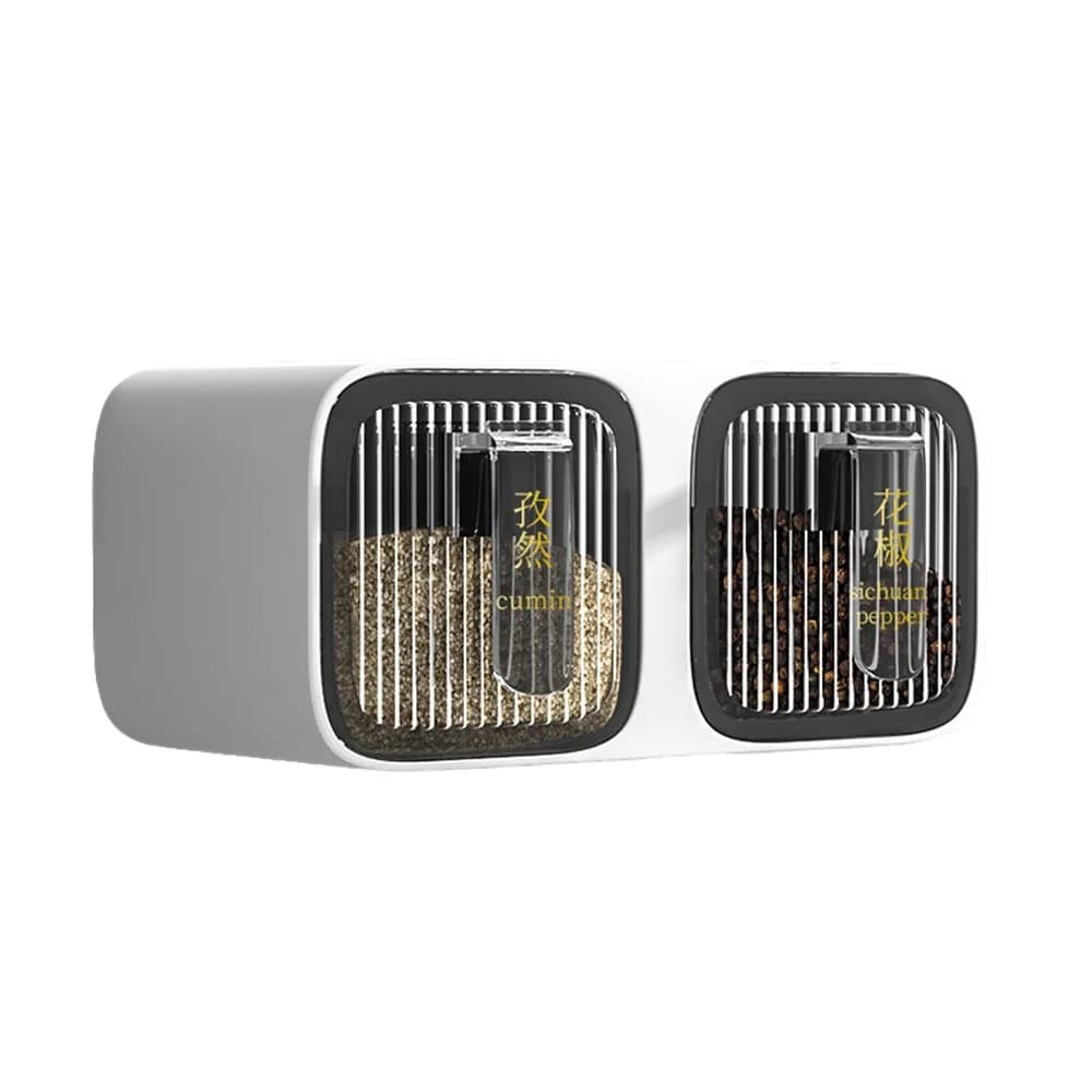 Scatole per spezie per montaggio a parete 2/3 griglie Contenitore per condimenti bianco grigio Sale Msg Zucchero Set combinato di condimenti in plastica