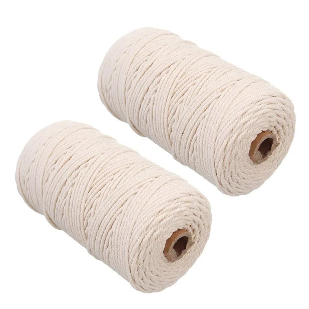 Macrame Rope 2mm 200M Natural Cotton Cord for DIY Crafts Wall Hanging Cotton String Home Decoration Knitting Rope 2pcs