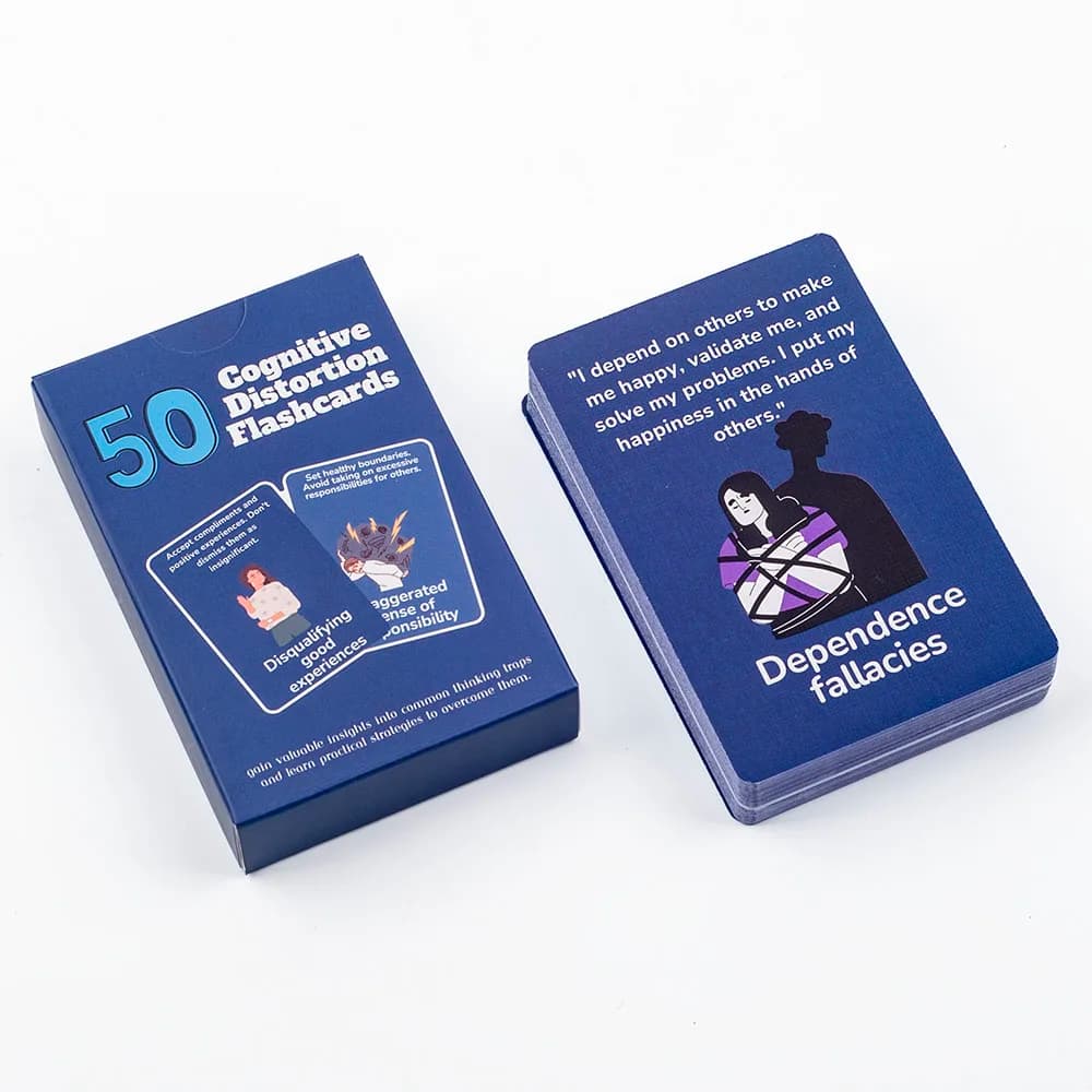 50pcs Mental Wellness Flashcards Game Cognitive Distortion Thinking Traps Coping Skills Emotional Regulation Board Game