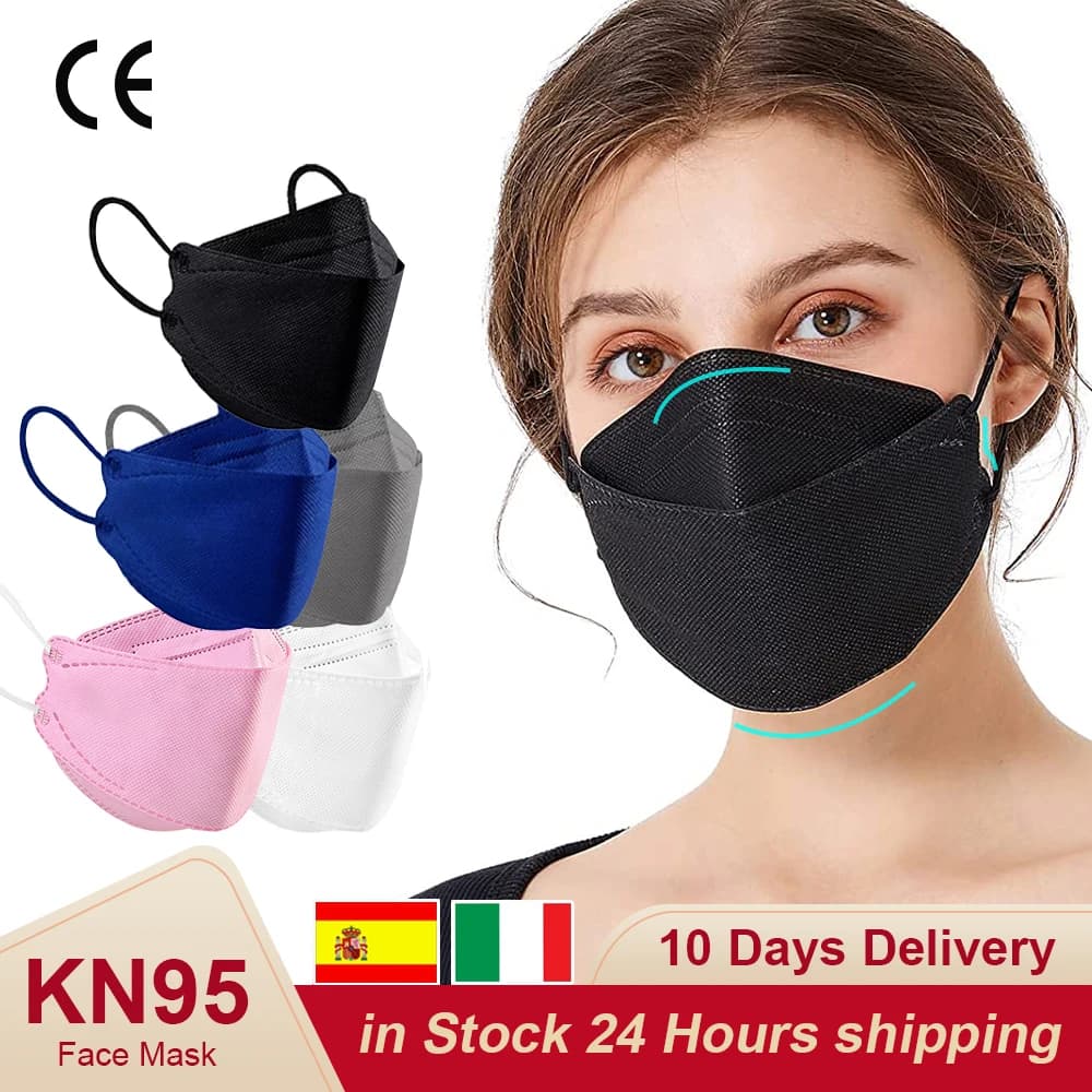 Maschera ffp2 nero 3D kn95 adulti fpp2 approvato kn95 CE respiratore filtro maschera bocca ffp2 maschere ffp2 riutilizzabili 10/50/100 pz