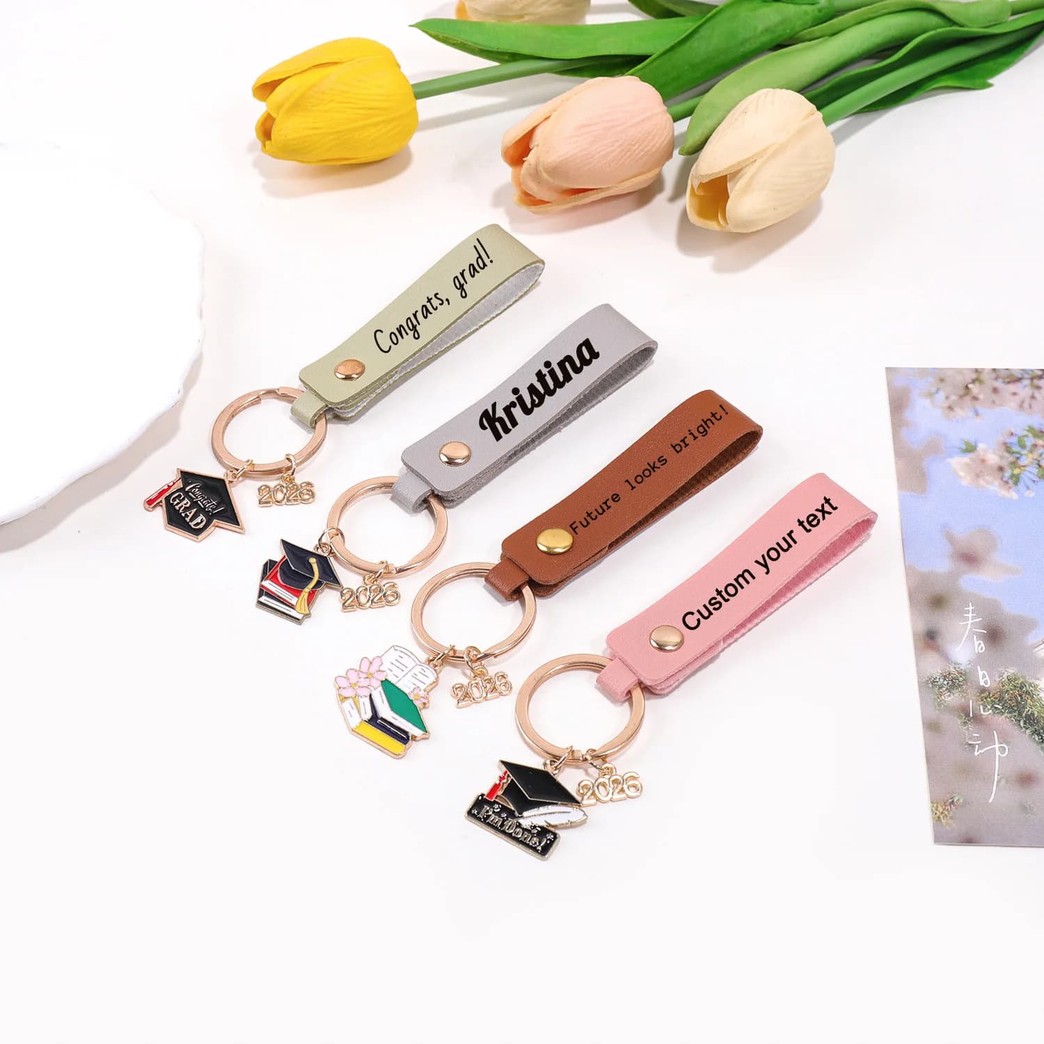 Personalized Keychain with Text for the Degree Season, Laser Engraving of Name, Degree Gift, Key Ring with Custom Text