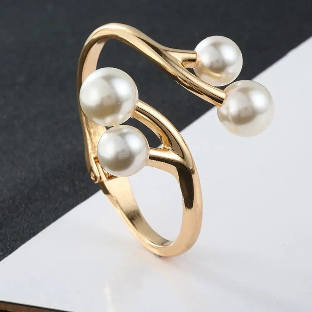 Fashion Metal Wide Cuff Bangles Gold Decoration Pearl Geometric Bracelet Accessories Jewelry Curtain Buckle Women