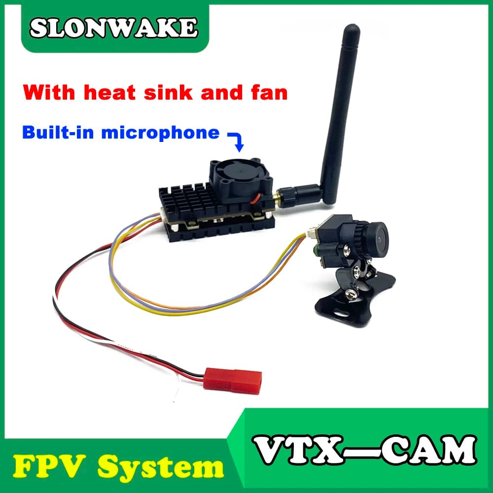 VTX 5.8GHz 48CH 2W Transmitter with FPV CMOS 1200TVL 2.5mm Switchable NTSC/PAL for Long Ray Racing drones