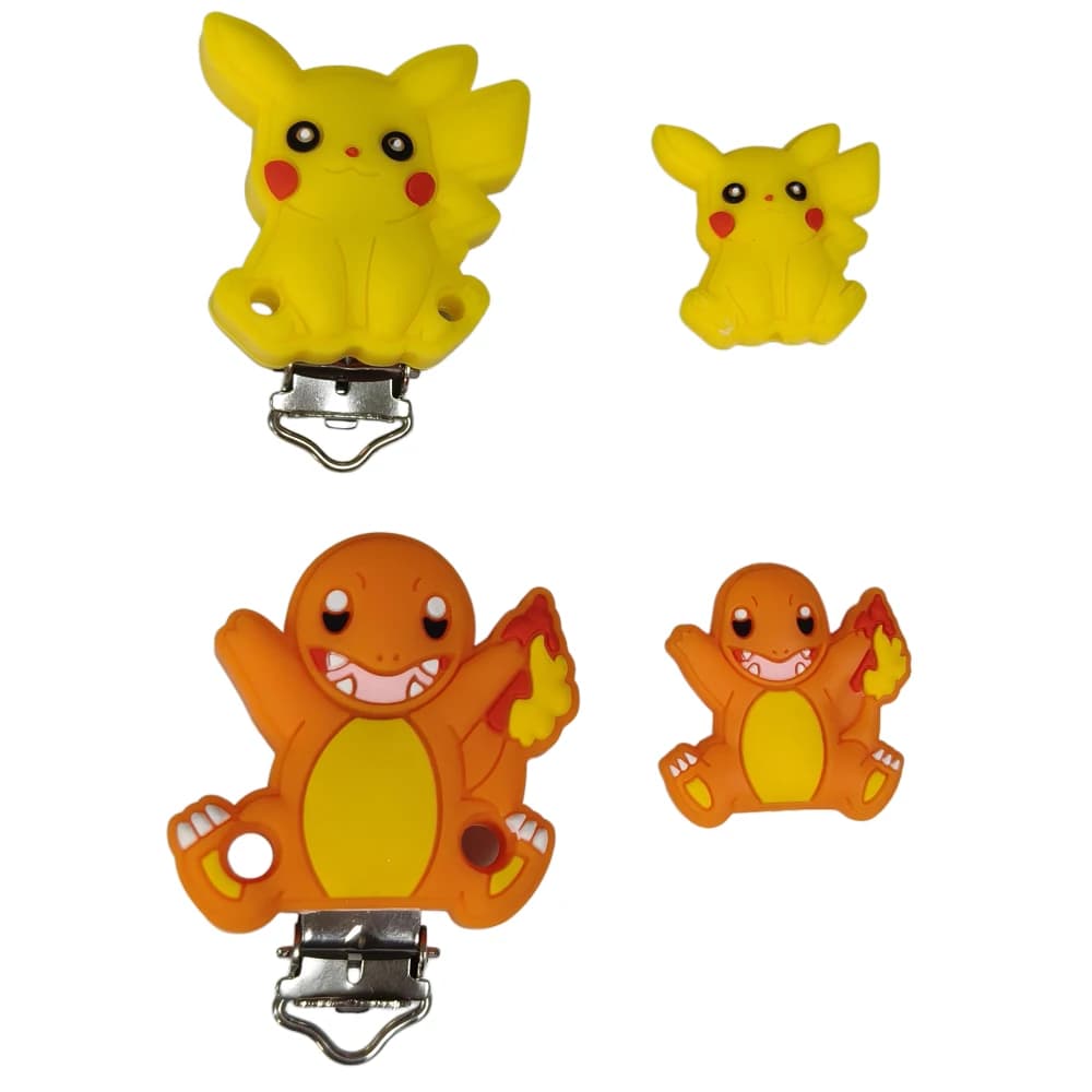 2 pezzi un set Charmander clip in silicone perline focale clip per catena ciuccio accessori per gioielli giocattolo