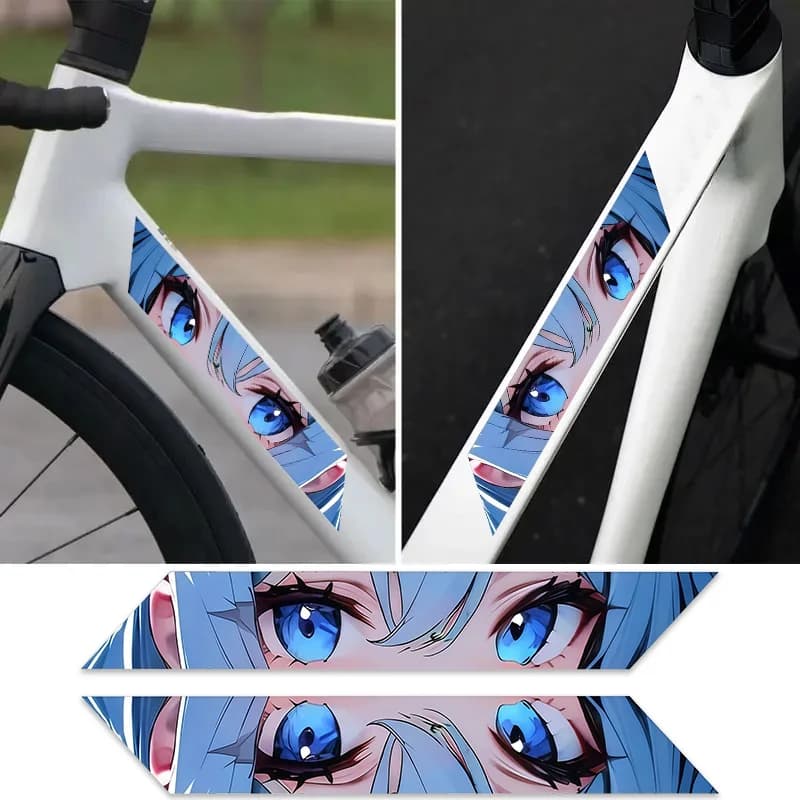 2 adesivi decorativi 2D per bici con ragazza anime, impermeabili e resistenti, adatti per telaio di bicicletta e casco da moto Itasha