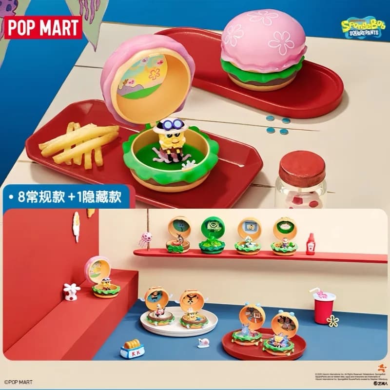 New Hot POP MART SpongeBob Krabby Patty Bestsellers Series Blind Box Mystery Box Guess Bag Anime Figure Desktop Collection Gift