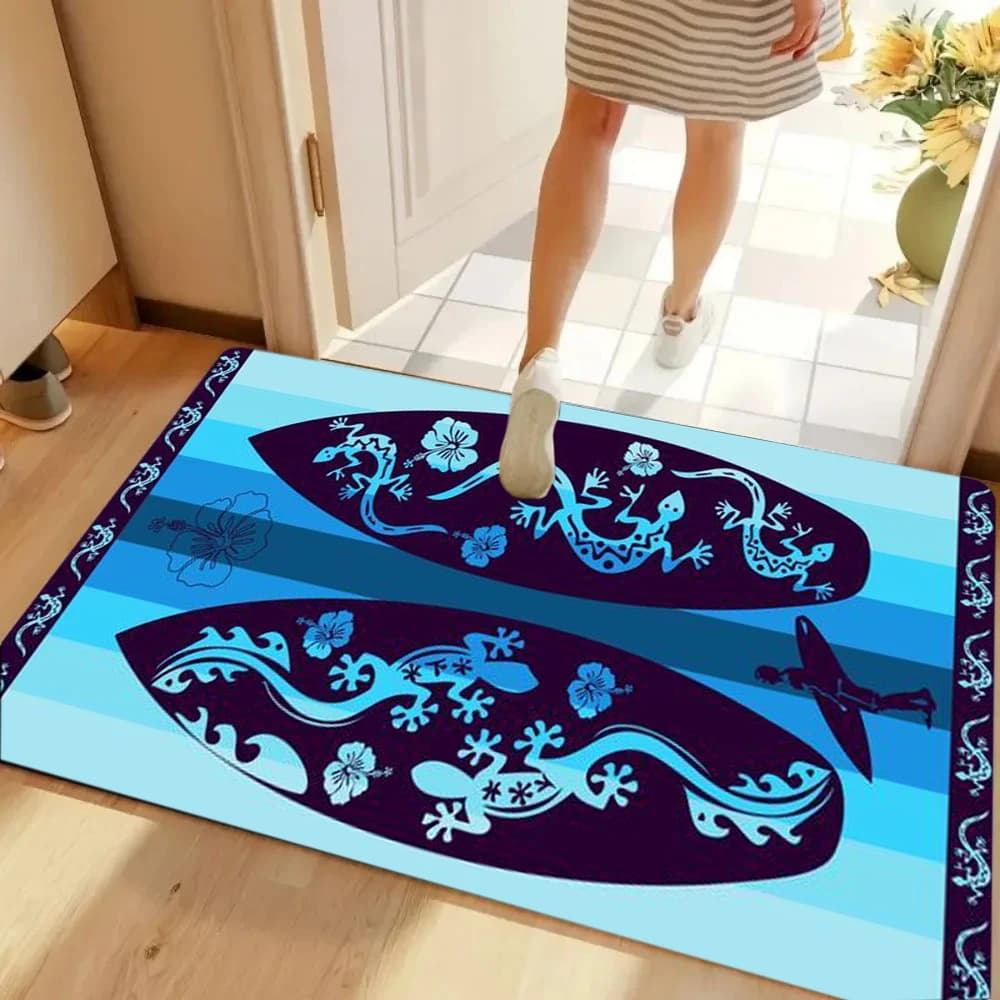 Tappetino da Interno Colorato con Motivo Infradito da Spiaggia, per Cucina, Camera da Letto, Soggiorno, con Scritta 'Relax Laugh Love Tropical', Tappeto di Benvenuto per Arredamento Casa