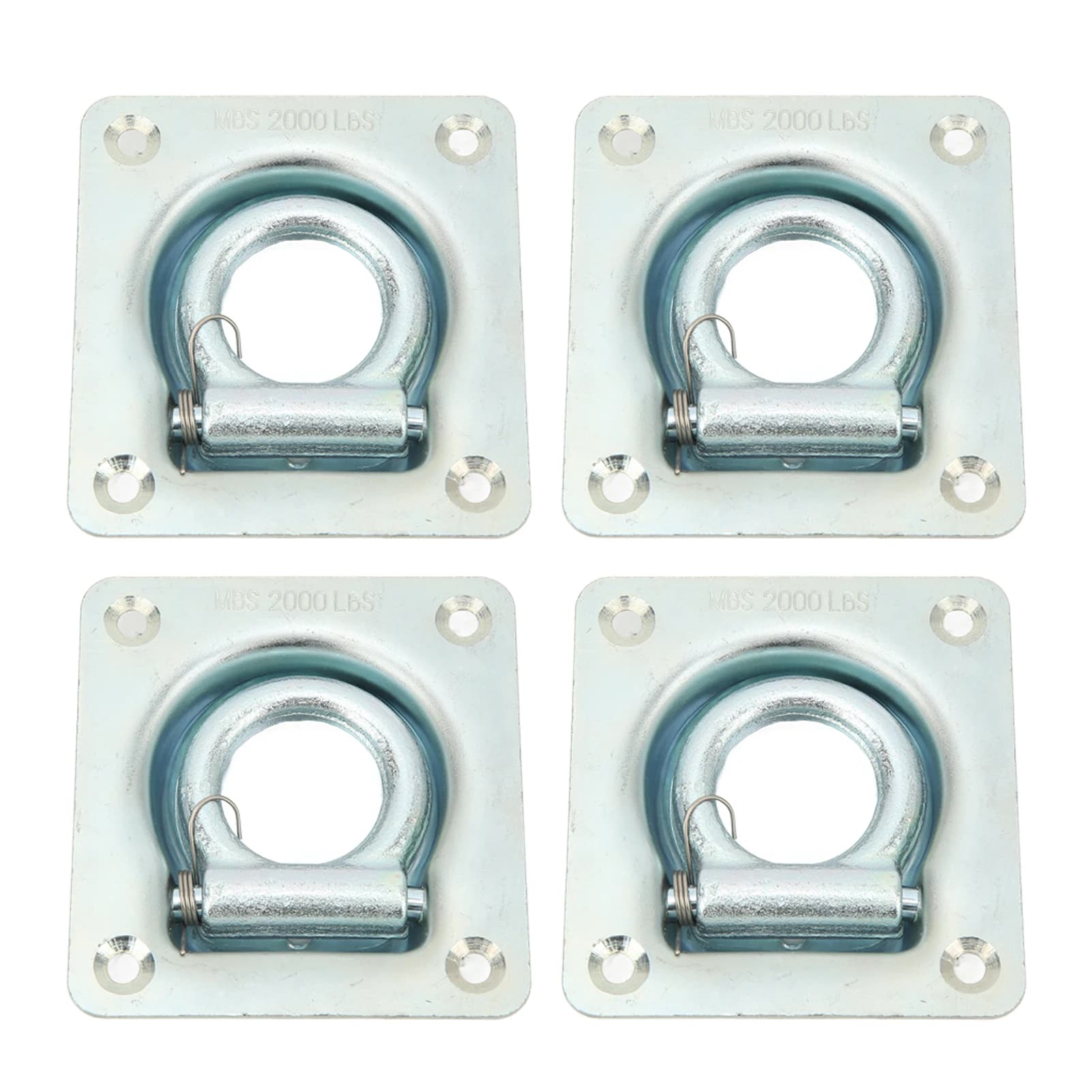 4 Pezzi Anelli a Scomparsa per Rimorchio in Acciaio al Carbonio, Forza di Rottura Massima 2000 libbre, Anelli di Ancoraggio per Rimorchi, Tiranti a Scomparsa per Portelloni