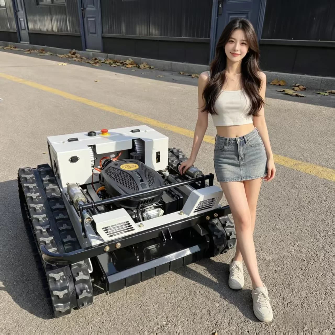 Robot Rasaerba Intelligente Cingolato e Telecomandato, Certificato CE ed EPA, Personalizzabile, con Accessorio Spazzaneve